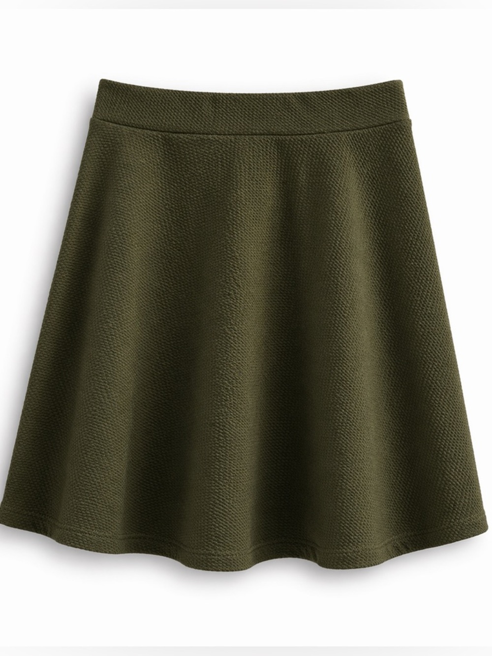 SHEIN Women's Olive Green Textured A-Line Skater Skirt Casual Size Medium